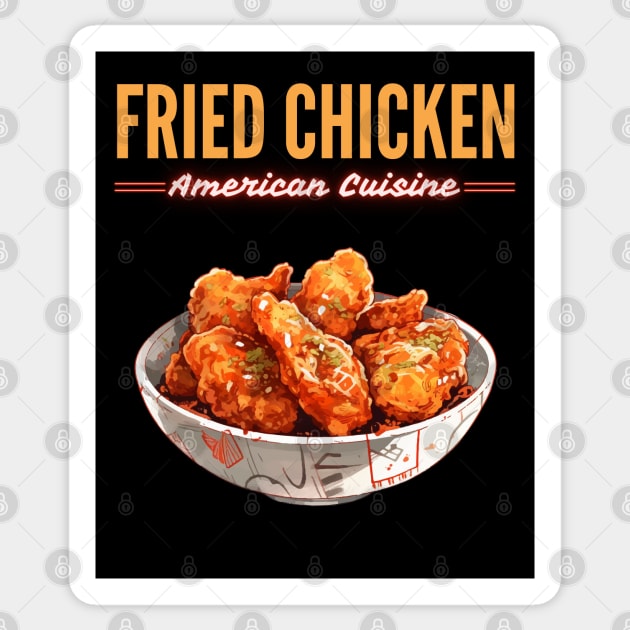 Crispy Fried Chicken American Comfort Food Retro Illustration Sticker by TuncGK